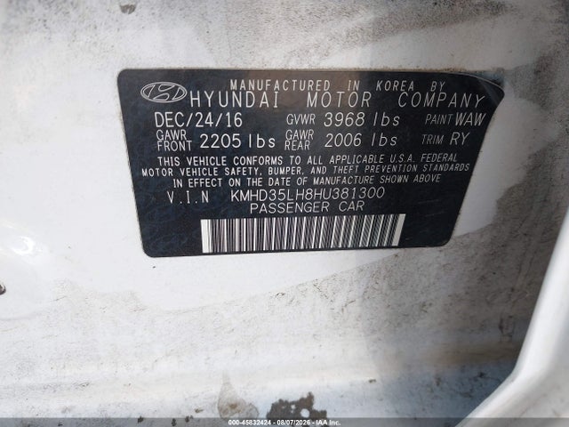 Продажа на аукционе авто 2017 Hyundai Elantra Gt, vin: KMHD35LH8HU381300, номер лота: 45832424