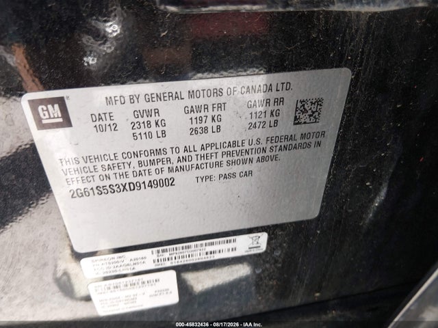 Aukcja sprzedaży 2013 Cadillac Xts Premium, vin: 2G61S5S3XD9149002, numer aukcji: 45832436