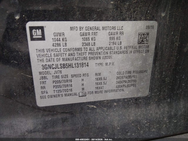 3GNCJLSB5HL131814 Chevrolet Trax Lt