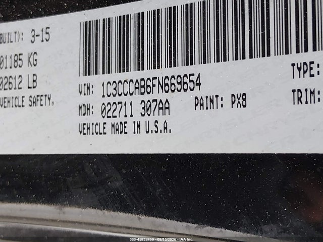 Aukcja sprzedaży 2015 Chrysler 200 Limited, vin: 1C3CCCAB6FN669654, numer aukcji: 45832459