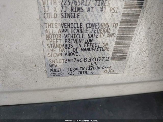 5N1ET2MT7HC830672 Nissan Rogue Hybrid Sv