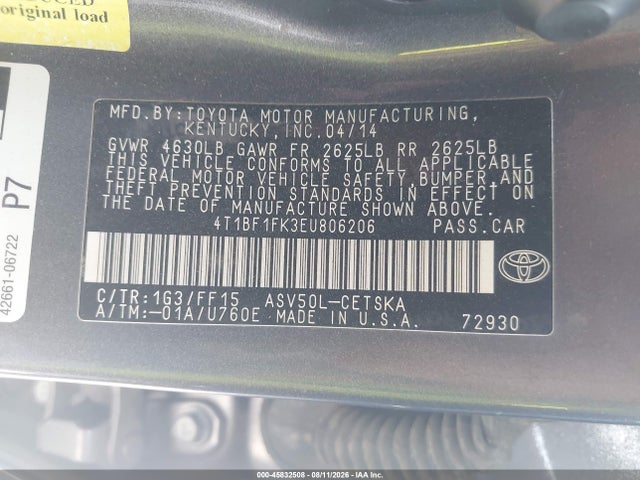 Toyota CAMRY SE 2014 4T1BF1FK3EU806206 Image 9