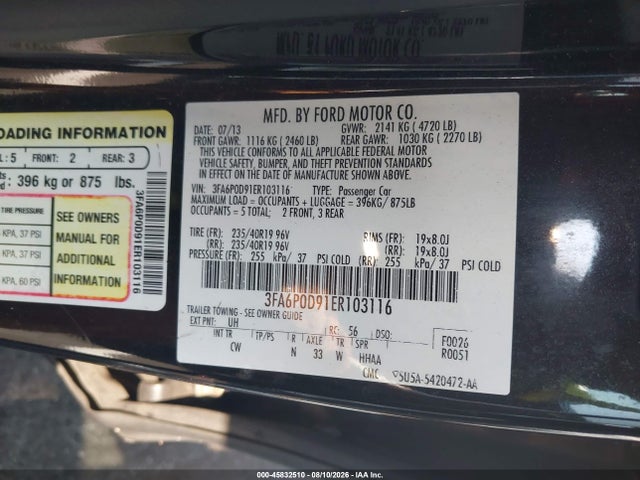 3FA6P0D91ER103116 Ford Fusion Titanium