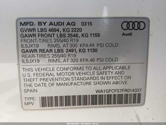Audi Q3 2.0t Premium Plus 2015 WA1GFCFS7FR014337 Image 9