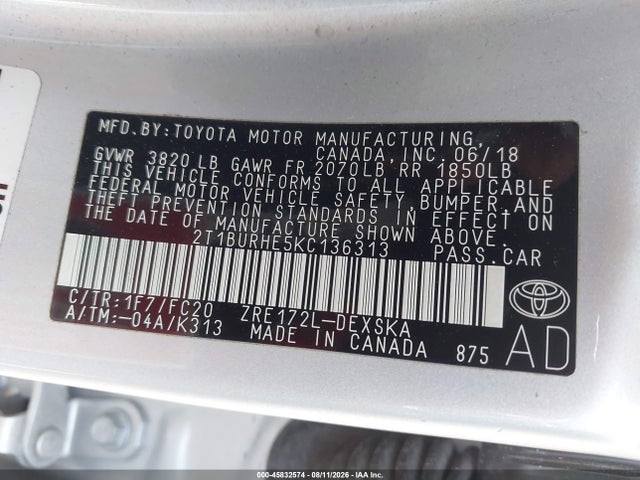Toyota COROLLA SE 2019 2T1BURHE5KC136313 Image 9