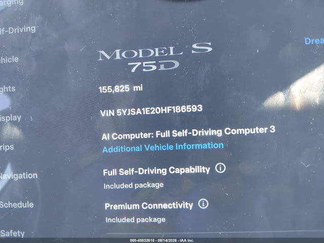 Tesla Model S 100d/60d/75d/90d/p100d 2017 5YJSA1E20HF186593 Image 15