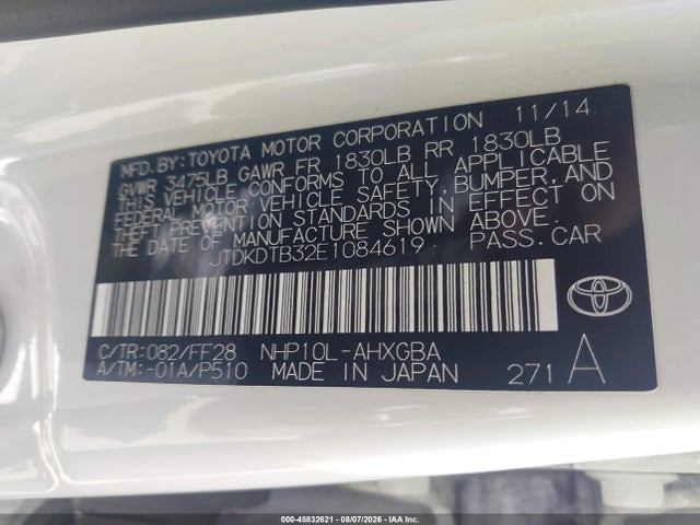 Toyota Prius C Three 2014 JTDKDTB32E1084619 Image 9