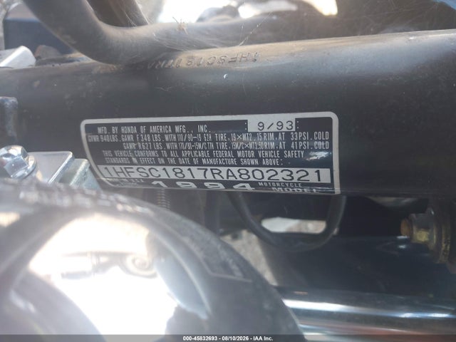 Продаж на аукціоні авто 1994 Honda Vt1100 C, vin: 1HFSC1817RA802321, номер лоту: 45832693