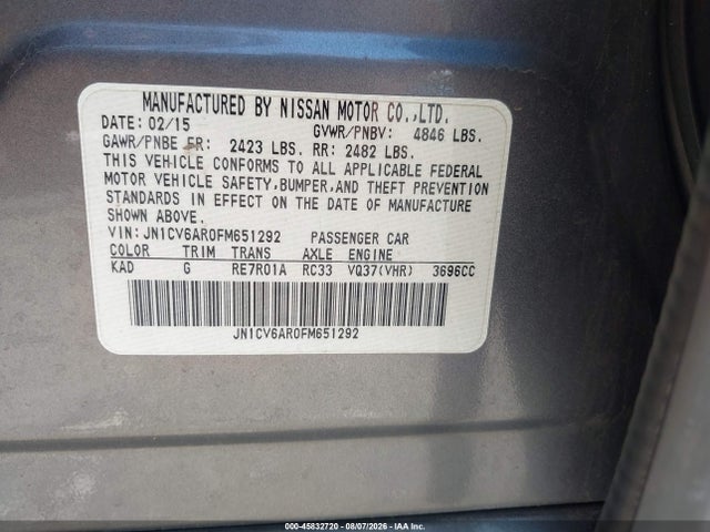 Продажа на аукционе авто 2015 Infiniti Q40, vin: JN1CV6AR0FM651292, номер лота: 45832720