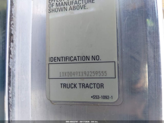 Aukcja sprzedaży 2009 Kenworth Construction T800, vin: 1XKDD49XX9J259555, numer aukcji: 45832767