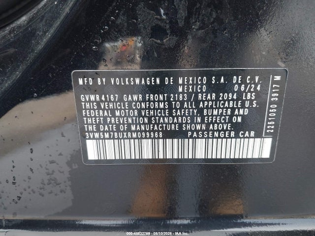 45832769 :رقم المزاد ، 3VW5M7BUXRM099968 vin ، 2024 Volkswagen Jetta 1.5t S مزاد بيع