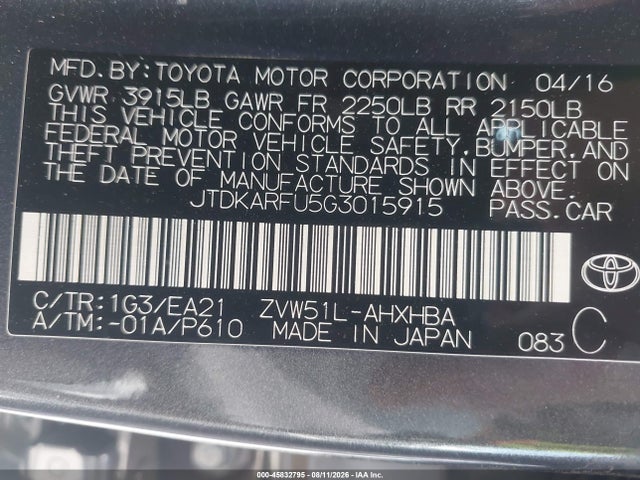 Toyota Prius Three Touring 2016 JTDKARFU5G3015915 Image 9