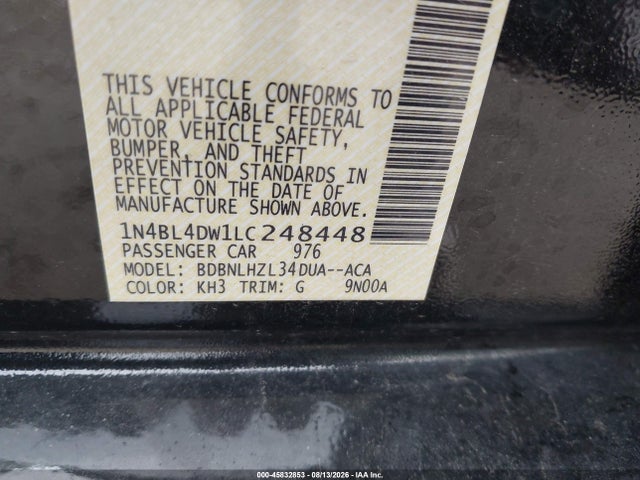 Aukcja sprzedaży 2020 Nissan Altima Sv Intelligent Awd, vin: 1N4BL4DW1LC248448, numer aukcji: 45832853