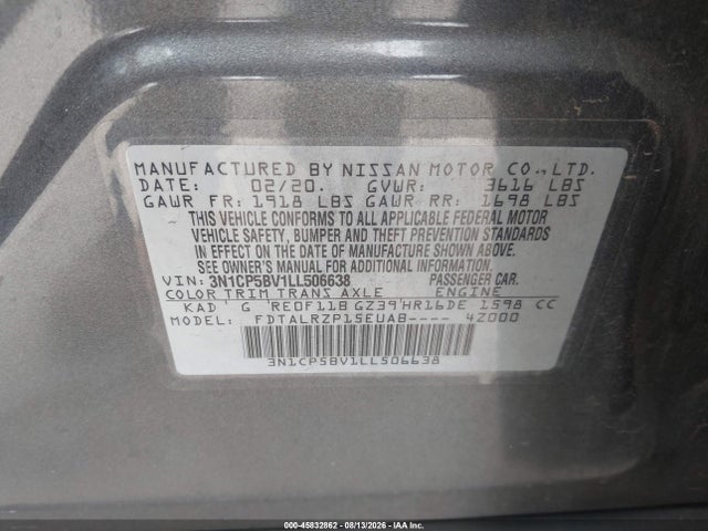 Nissan Kicks S Xtronic Cvt 2020 3N1CP5BV1LL506638 Image 9