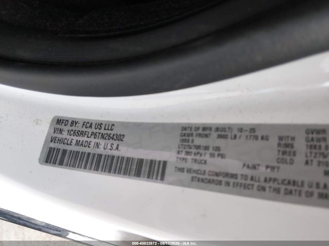 Продаж на аукціоні авто 2026 Ram 1500 Rebel  4x4 5'7 Box, vin: 1C6SRFLP6TN264302, номер лоту: 45832872