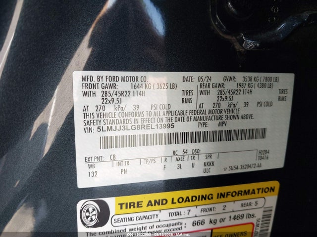 45832958 :رقم المزاد ، 5LMJJ3LG8REL13995 vin ، 2024 Lincoln Navigator Reserve L مزاد بيع