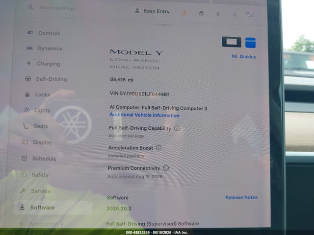 Продажа на аукционе авто 2020 Tesla Model Y Long Range Dual Motor All-wheel Drive, vin: 5YJYGDEE1LF044461, номер лота: 45832989