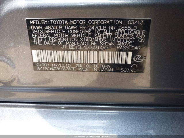 Aukcja sprzedaży 2013 Lexus Gs 350, vin: JTHBE1BL4D5021495, numer aukcji: 45833032