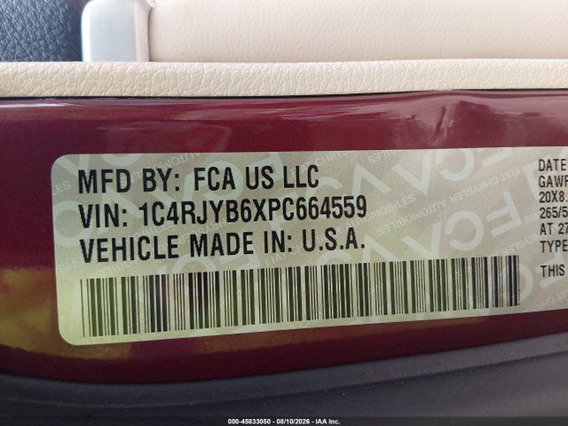 Продажа на аукционе авто 2023 Jeep Grand Cherokee 4xe, vin: 1C4RJYB6XPC664559, номер лота: 45833050