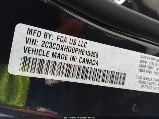 Продаж на аукціоні авто 2023 Dodge Charger Gt, vin: 2C3CDXHG0PH615458, номер лоту: 45833055