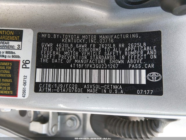 Toyota CAMRY LE 2016 4T1BF1FK3GU231267 Image 9