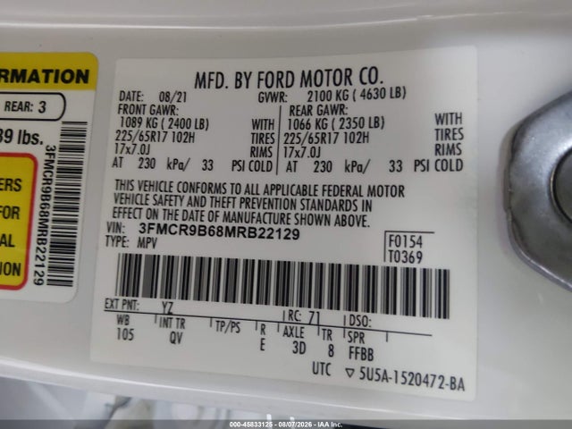 3FMCR9B68MRB22129 Ford Bronco Sport Big Bend