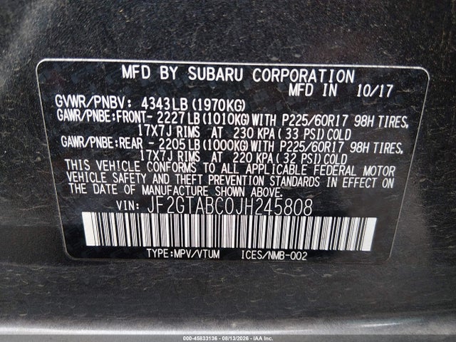 Subaru Crosstrek 2.0i Premium 2018 JF2GTABC0JH245808 Image 9