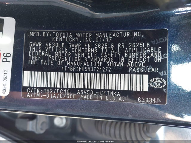Продажа на аукционе авто 2017 Toyota Camry Le, vin: 4T1BF1FK5HU724272, номер лота: 45833157