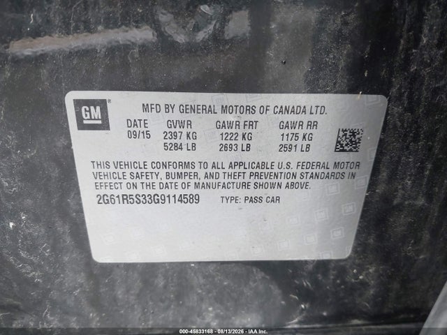 Aukcja sprzedaży 2016 Cadillac Xts Premium Collection, vin: 2G61R5S33G9114589, numer aukcji: 45833168