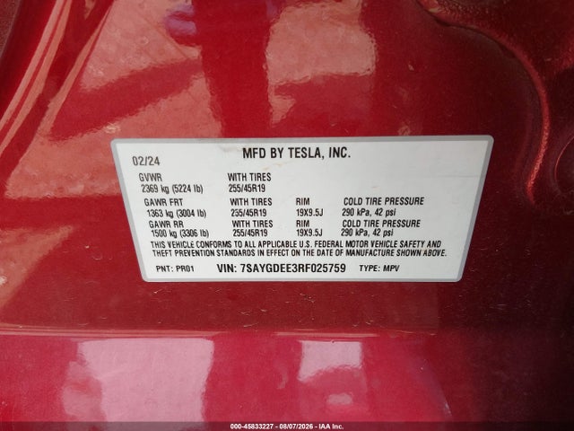 7SAYGDEE3RF025759 Tesla Model Y Long Range Dual Motor All-wheel Drive