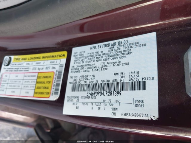 Ford Fusion Energi Se Luxury 2018 3FA6P0PU4JR281399 Image 9