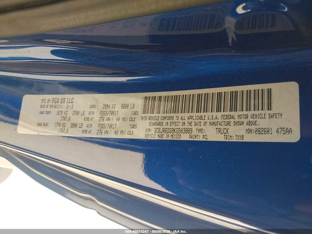 Продаж на аукціоні авто 2019 Ram 1500 Classic Tradesman  4x2 8' Box, vin: 3C6JR6DG9KG503889, номер лоту: 45833247