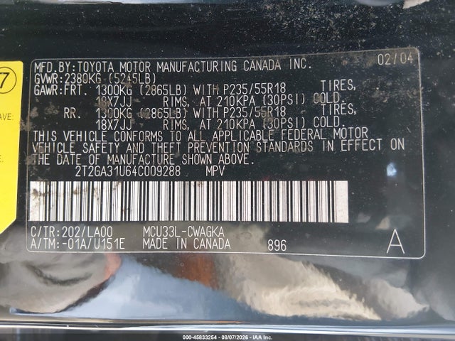 Продажа на аукционе авто 2004 Lexus Rx 330, vin: 2T2GA31U64C009288, номер лота: 45833254