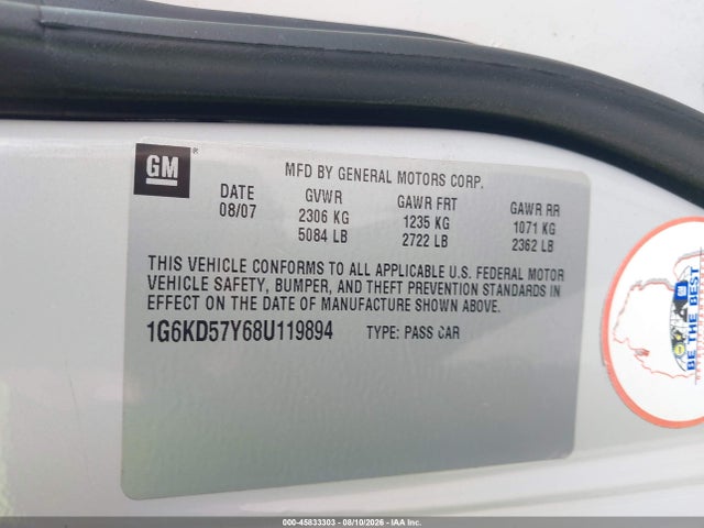 Aukcja sprzedaży 2008 Cadillac Dts 1sd, vin: 1G6KD57Y68U119894, numer aukcji: 45833303