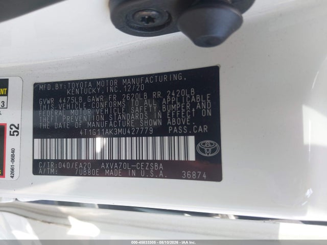 4T1G11AK3MU427779 Toyota CAMRY SE