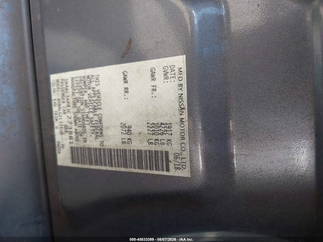 Nissan Altima 2.5 S 2018 1N4AL3AP8JC273881 Image 9