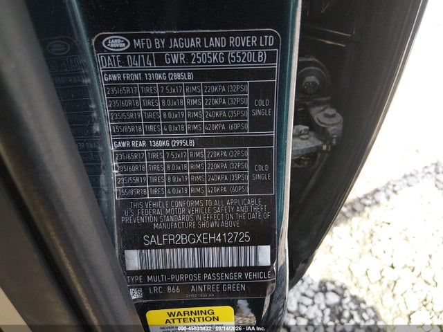Продажа на аукционе авто 2014 Land Rover Lr2, vin: SALFR2BGXEH412725, номер лота: 45833433