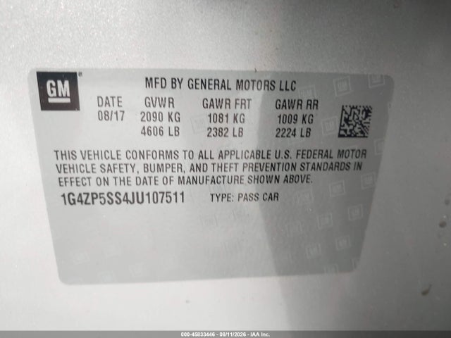 Aukcja sprzedaży 2018 Buick Lacrosse Essence, vin: 1G4ZP5SS4JU107511, numer aukcji: 45833446