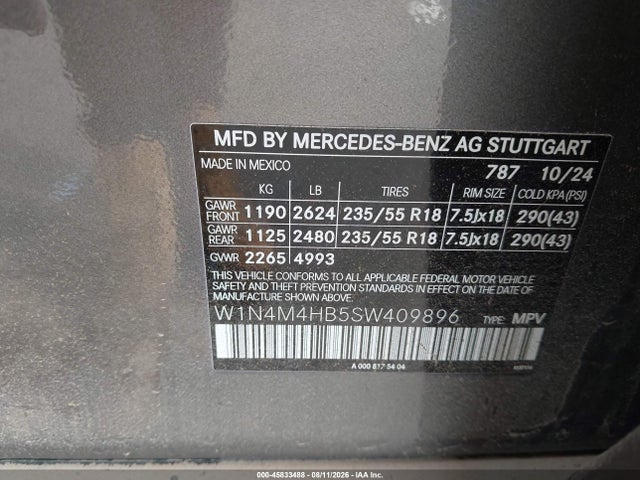 Aukcja sprzedaży 2025 Mercedes-benz Glb 250 4matic, vin: W1N4M4HB5SW409896, numer aukcji: 45833488