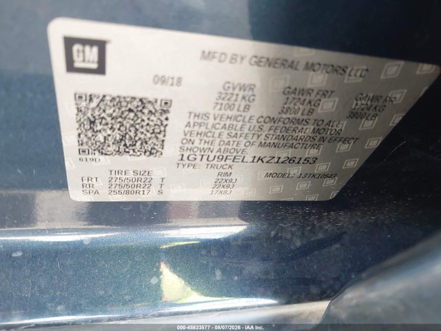 Aukcja sprzedaży 2019 Gmc Sierra 1500 Denali, vin: 1GTU9FEL1KZ126153, numer aukcji: 45833577