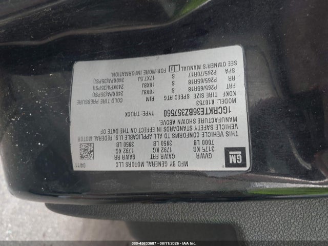 2011 Chevrolet Silverado 1500 Ltz მანქანა იყიდება აუქციონზე, vin: 1GCRKTE36BZ357560, აუქციონის ნომერი: 45833687