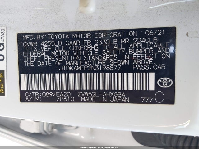 Toyota Prius Prime Xle 2022 JTDKAMFP2N3198877 Image 9