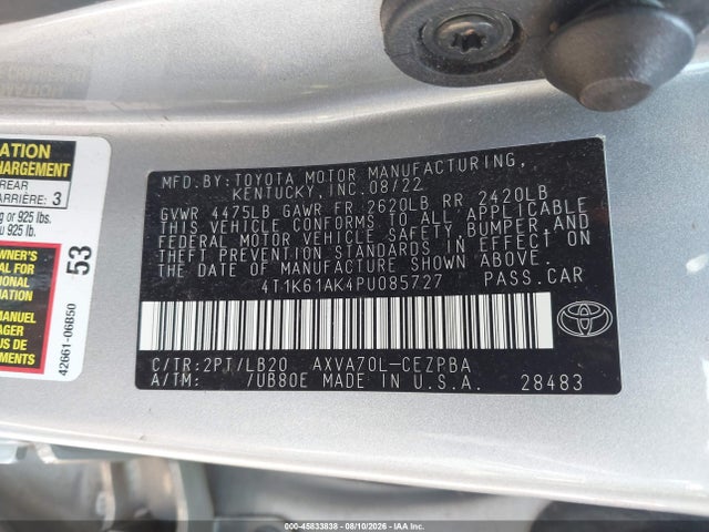 Aukcja sprzedaży 2023 Toyota Camry Xse, vin: 4T1K61AK4PU085727, numer aukcji: 45833838