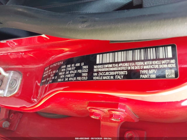 45833940 :رقم المزاد ، ZACCJBCB6HPF55673 vin ، 2017 Jeep Renegade Trailhawk مزاد بيع