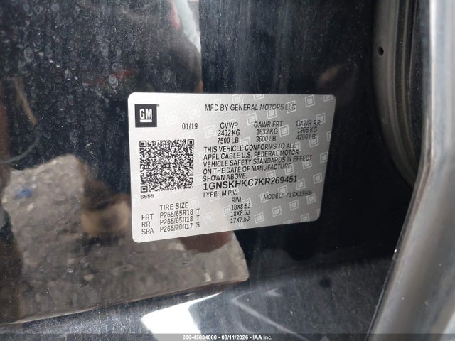 1GNSKHKC7KR269451 Chevrolet Suburban Lt