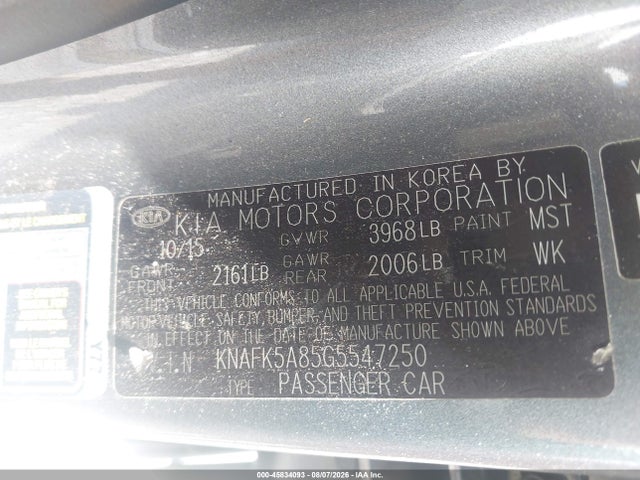 2016 Kia Forte Lx მანქანა იყიდება აუქციონზე, vin: KNAFK5A85G5547250, აუქციონის ნომერი: 45834093