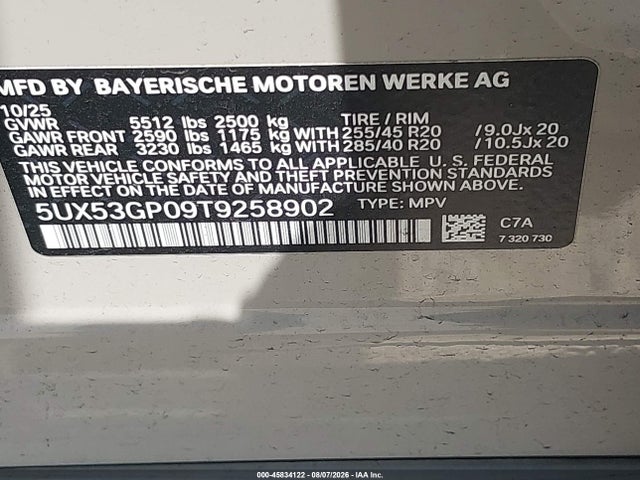 BMW X3 30 Xdrive 2026 5UX53GP09T9258902 Image 9
