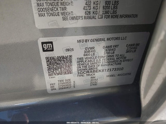Chevrolet Silverado 1500 2wd Standard Bed Custom 2026 1GCRABEK8TZ173310 Image 9
