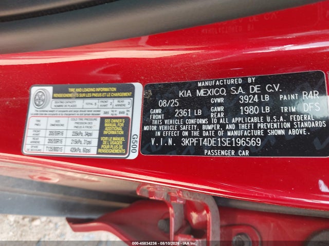 Продаж на аукціоні авто 2025 Kia K4 Lxs, vin: 3KPFT4DE1SE196569, номер лоту: 45834236