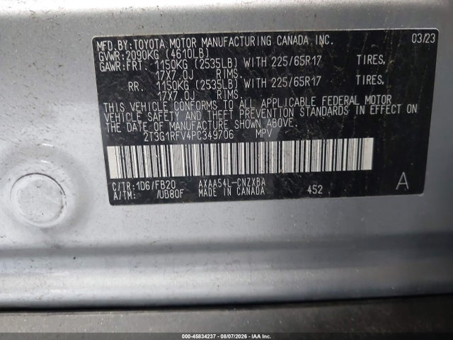 Продаж на аукціоні авто 2023 Toyota Rav4 Le, vin: 2T3G1RFV4PC349706, номер лоту: 45834237